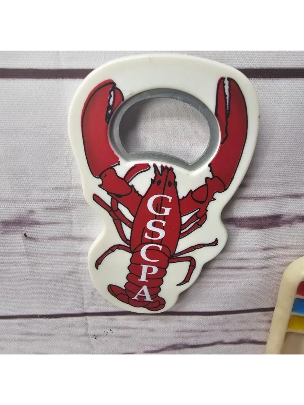 Lobster-Themed Gscpa Magnet Bottle Opener With White & Red Design